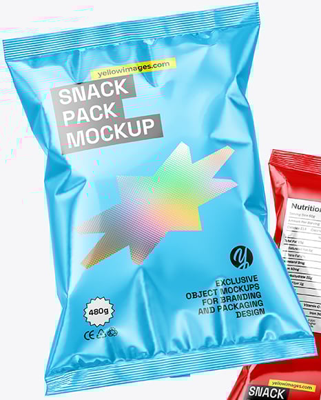 Glossy Snack Bags Mockup