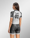 Young Woman Wearing Raglan Cycling Suit Mockup