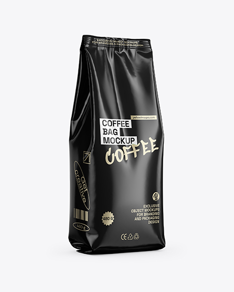 Glossy Coffee Bag Mockup - Half Side view