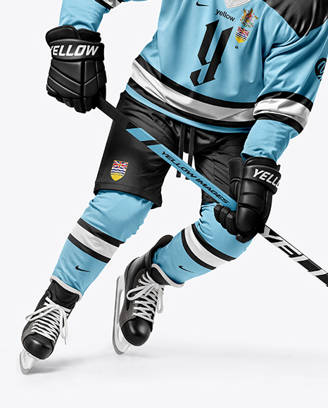 Man Wearing Full Ice Hockey Kit Mockup