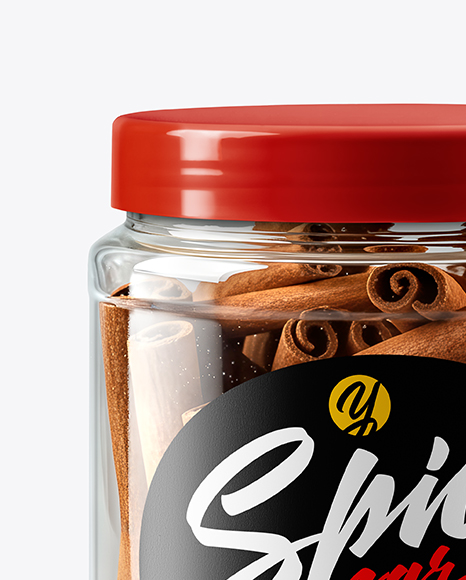 Plastic Jar with Cinnamon Sticks Mockup