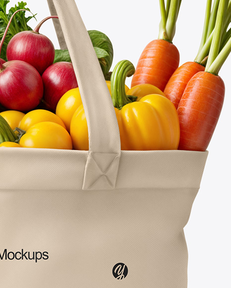 Shopper Bag with Vegetables Mockup