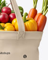 Shopper Bag with Vegetables Mockup
