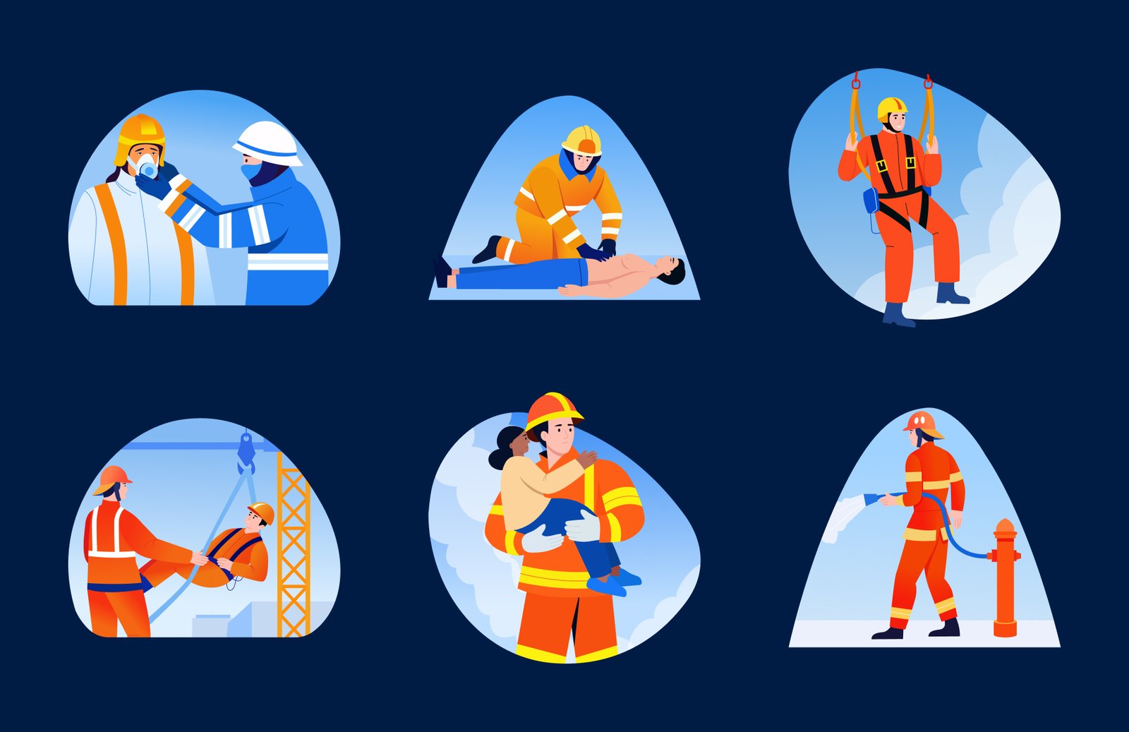 Firefighter Illustration Art Set
