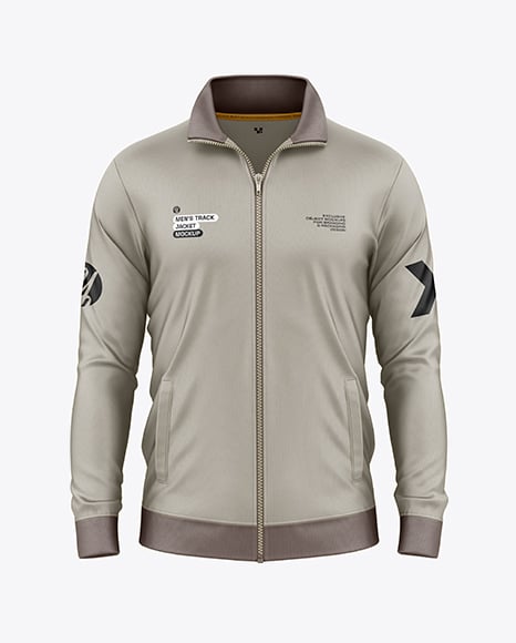 Long Sleeve Track Jacket Mockup - Front View - Adidas+Mens+Track+Jacket+Gray+Three+Stripe+Full+Zip+Long+...