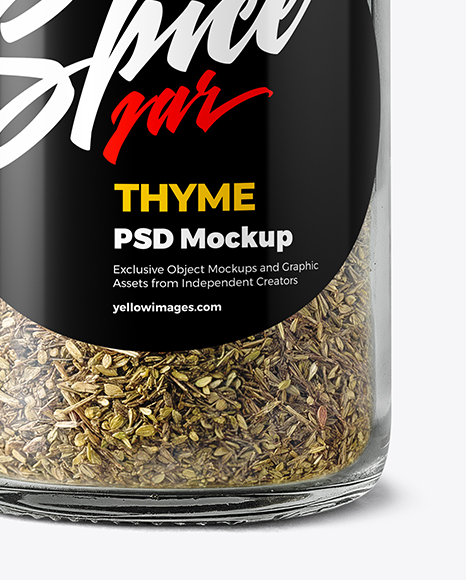 Glass Spice Jar with Thyme Mockup
