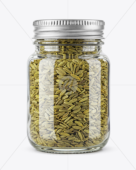 Glass Jar with Fennel Seeds Mockup