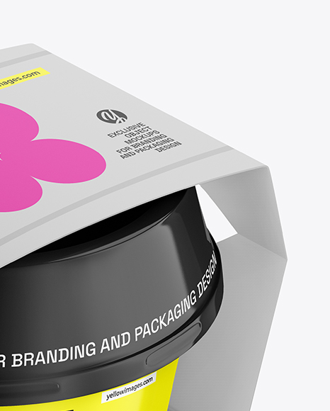 Glossy Plastic Container With Label Mockup