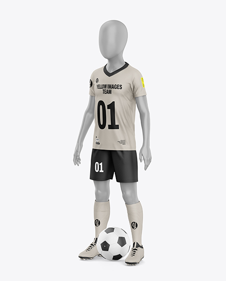 Kids V-Neck Sports Kit Mockup - Half side View