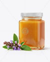 Square Glass Jar with Sage Honey Mockup