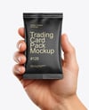 Matte Trading Card Pack in a Hand Mockup