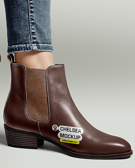Chelsea Boots on Woman's Legs with Jeans Mockup