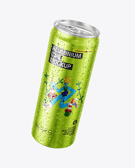 Aluminium Can With Water Drops Mockup - Beer can mockup