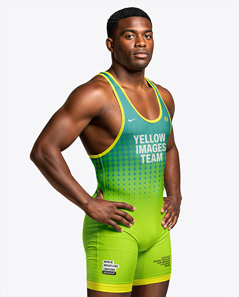 Afro-American Man Wearing Wrestling Uniform Mockup - PSD Mockups