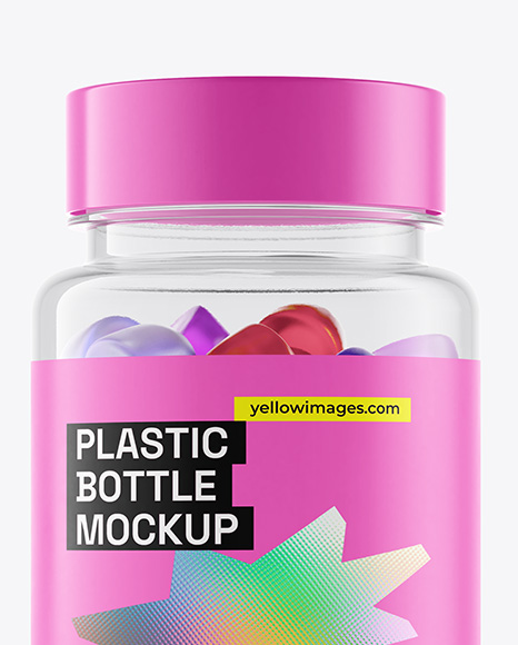 Plastic Bottle with Gummies Mockup