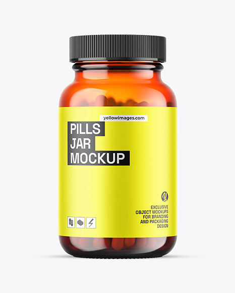 Orange Glass Pills Jar Mockup