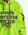 Old Woman Wearing Oversized Hoodie & Sweatpants Mockup