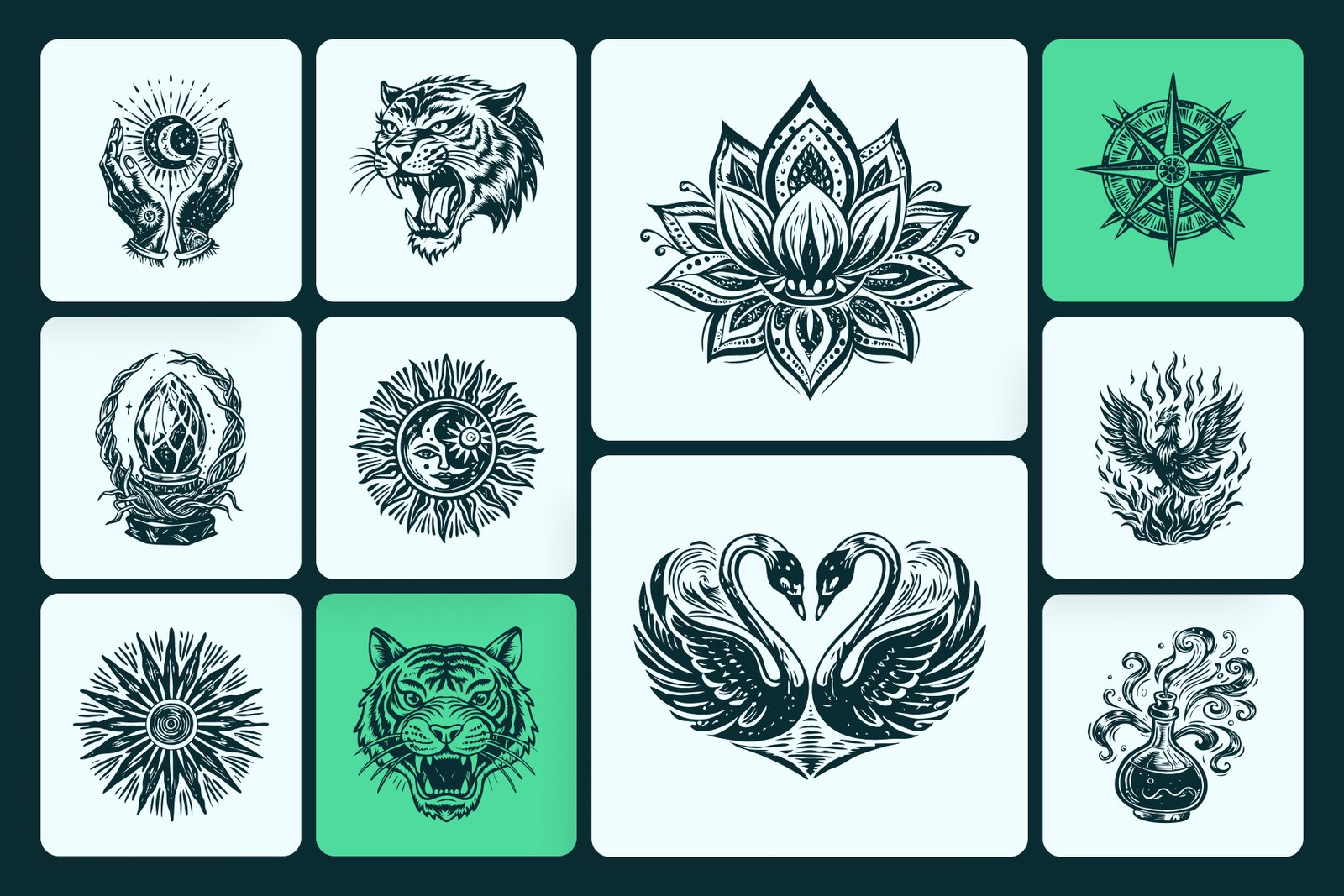 Vintage Tattoo Illustration Set