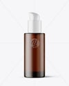 Frosted Amber Cosmetic Bottle with Pump Mockup