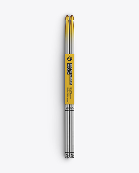 Metallic Drumsticks Mockup