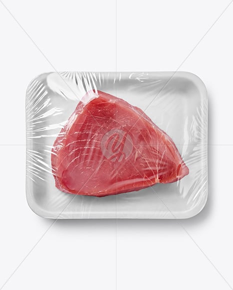 Foam Tray with Tuna Fillet Mockup
