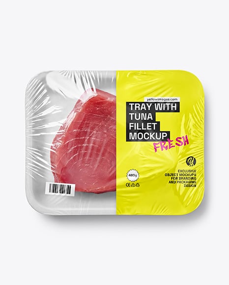 Foam Tray with Tuna Fillet Mockup