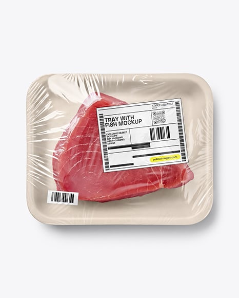 Foam Tray with Tuna Fillet Mockup