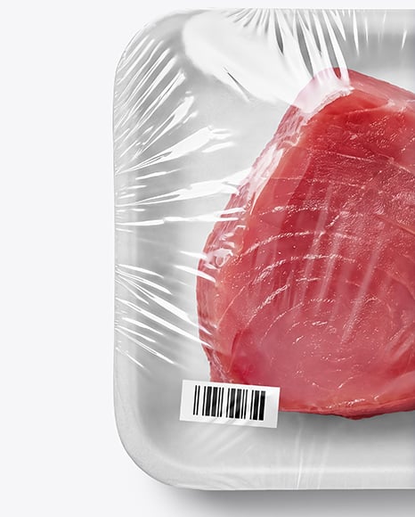 Foam Tray with Tuna Fillet Mockup