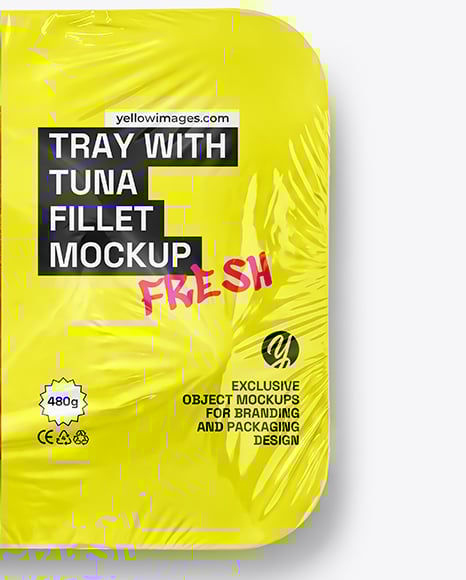 Foam Tray with Tuna Fillet Mockup