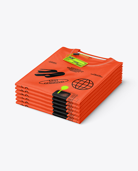 Stack of T-shirts Mockup