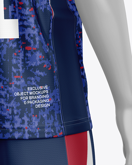 Full Soccer Kit Mockup - Back Half Side View