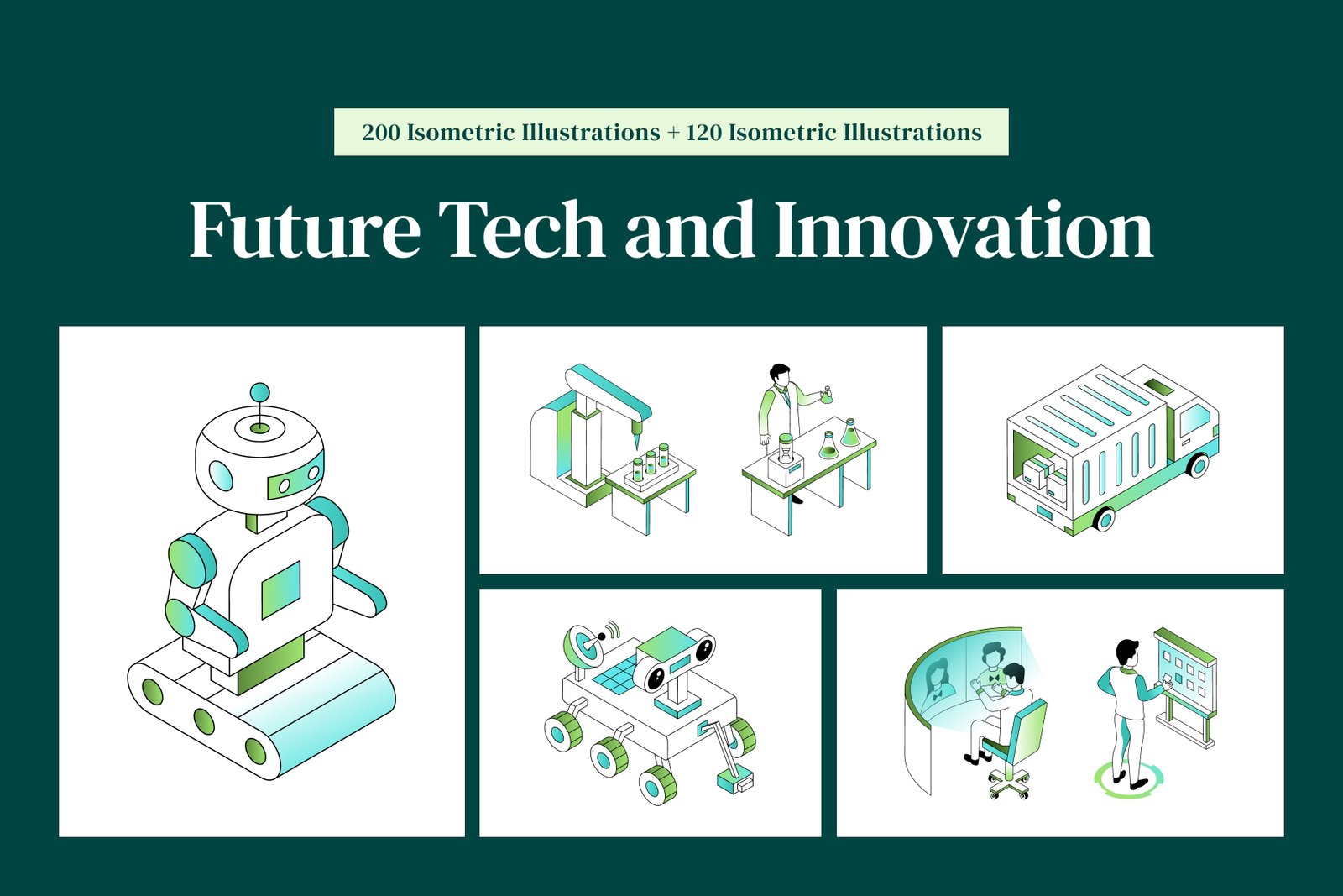 Future Tech and Innovation Isometric Illustrations Bundle