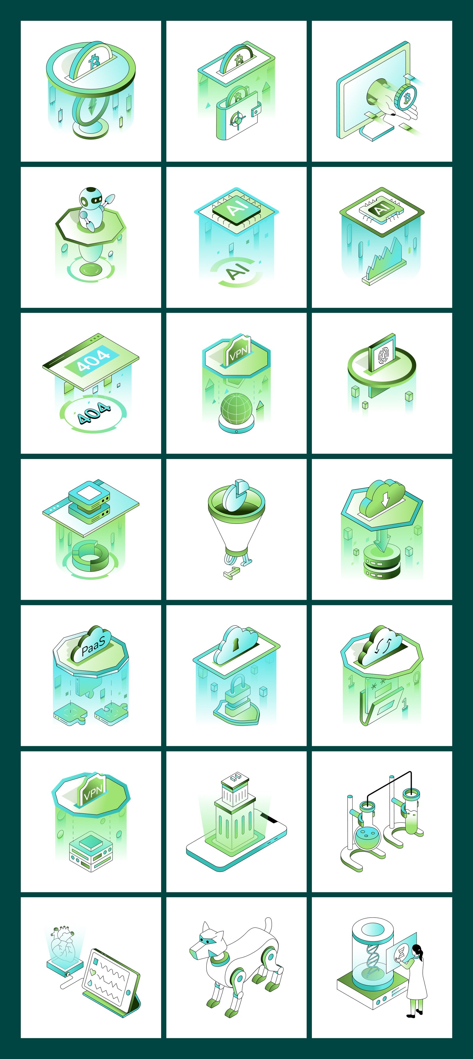 Future Tech and Innovation Isometric Illustrations Bundle