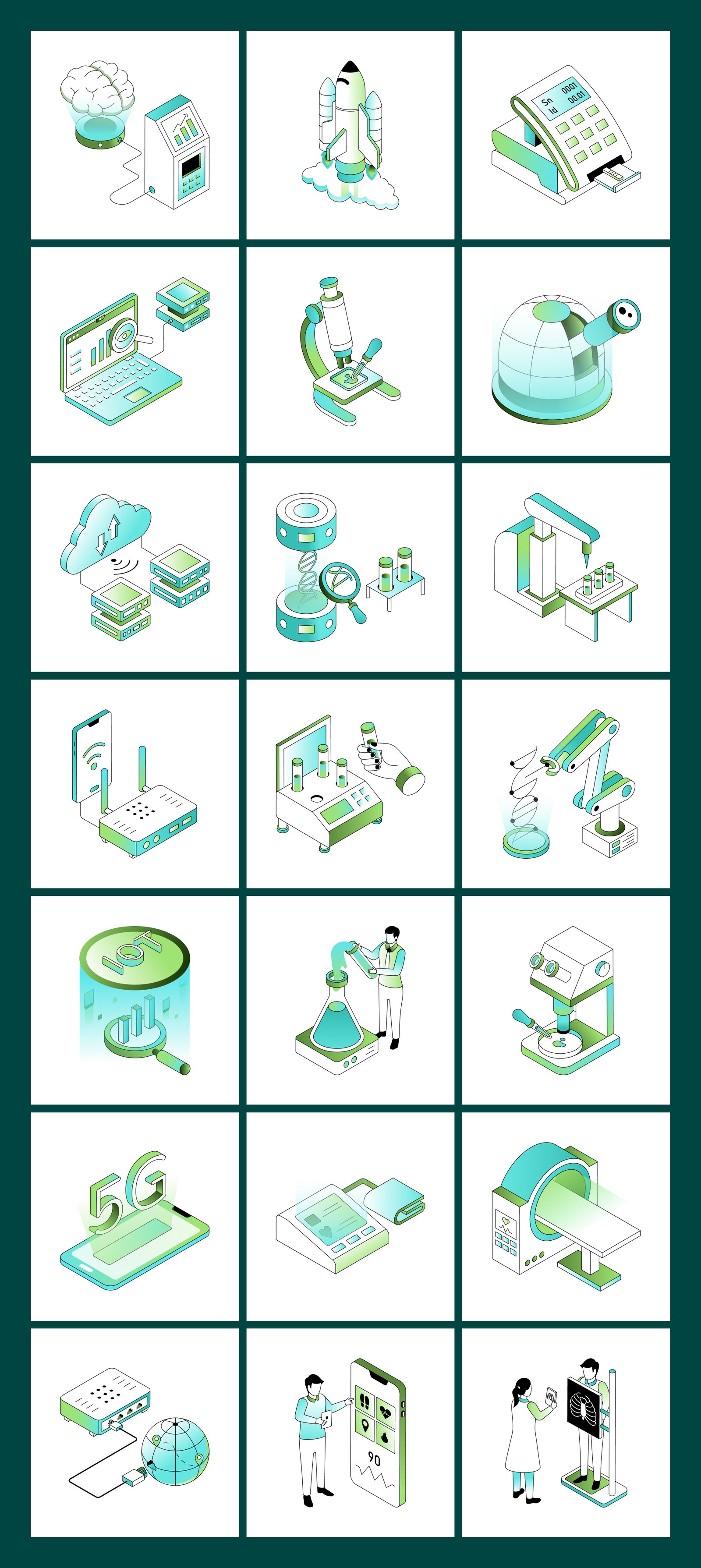 Future Tech and Innovation Isometric Illustrations Bundle