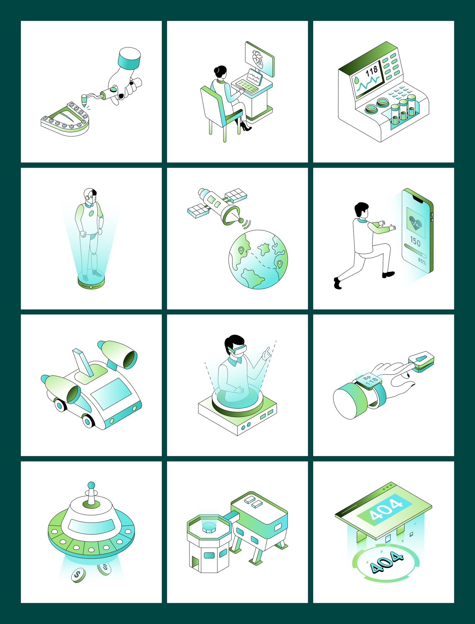Future Tech and Innovation Isometric Illustrations Bundle