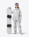 Girl Wearing Full Snowboard Kit Mockup