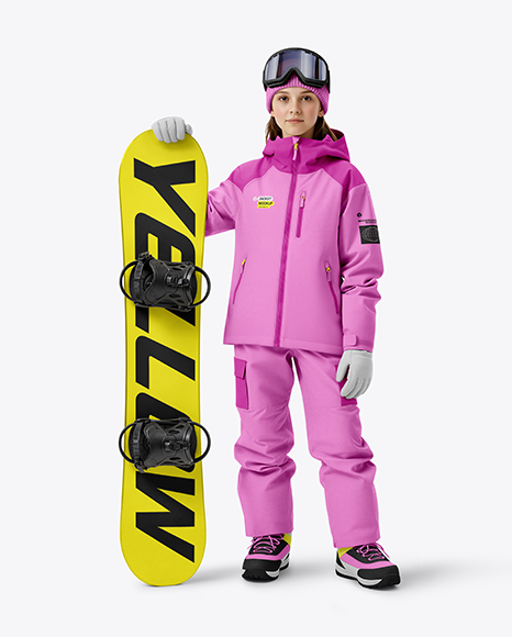Girl Wearing Full Snowboard Kit Mockup