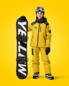 Girl Wearing Full Snowboard Kit Mockup