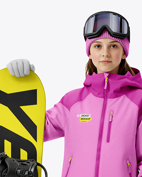 Girl Wearing Full Snowboard Kit Mockup