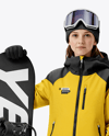 Girl Wearing Full Snowboard Kit Mockup