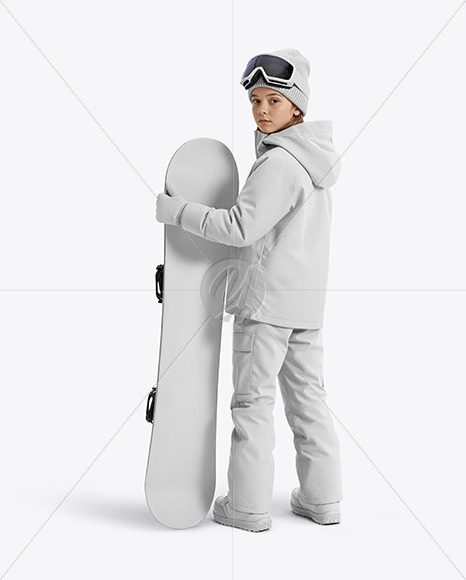 Girl Wearing Full Snowboard Kit Mockup