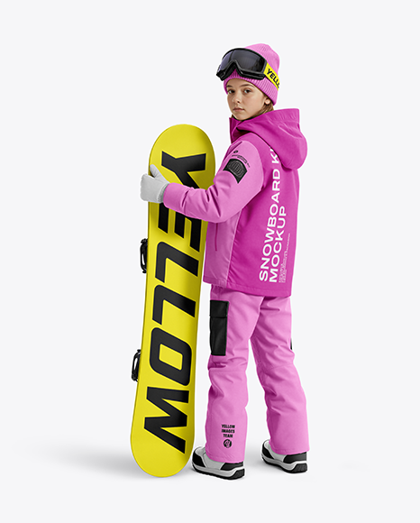 Girl Wearing Full Snowboard Kit Mockup - PSD Mockups