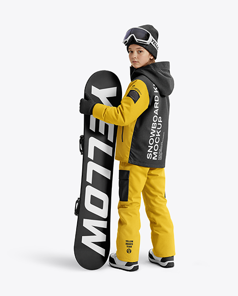 Girl Wearing Full Snowboard Kit Mockup