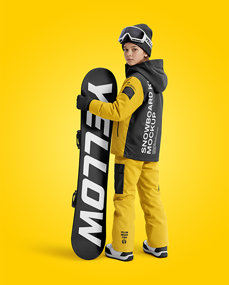 Girl Wearing Full Snowboard Kit Mockup