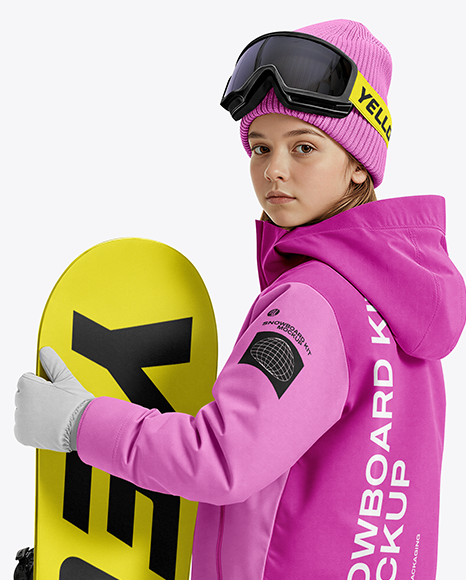 Girl Wearing Full Snowboard Kit Mockup