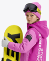 Girl Wearing Full Snowboard Kit Mockup