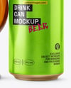Glass Goblet with Beer and Drink Can Mockup