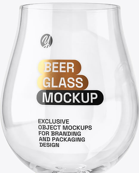 Glass Goblet with Beer and Drink Can Mockup