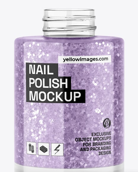 Glitter Nail Polish Bottle Mockup