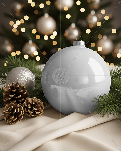 Glossy Christmas Ball Mockup